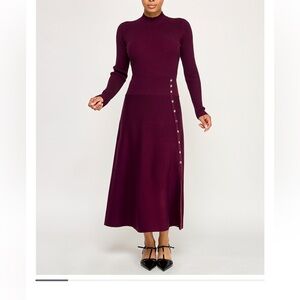 Chic Plum Maxi Skirt with Button Detail